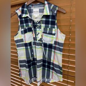 Plaid Sleeveless Kids Shirt